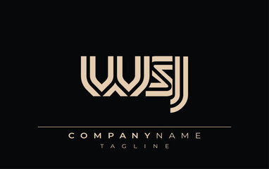 WSJ Creative Unique Modern Letter Logo Design. Stylized logo featuring a unique letter design, presenting abstract minimalist aesthetics and modern appeal.