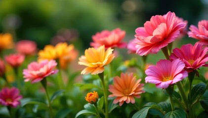 Vibrant flowers blooming in a lush garden, showcasing the beauty of horticulture in full bloom , summer flowers, plant growth