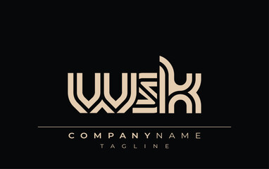 WSK Creative Unique Modern Letter Logo Design. Stylized logo featuring a unique letter design, presenting abstract minimalist aesthetics and modern appeal.