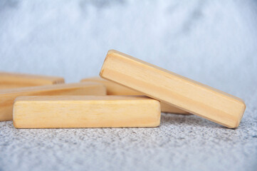 Close up of wooden blocks with customizable space for text or ideas