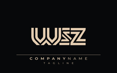 WSZ Creative Unique Modern Letter Logo Design. Stylized logo featuring a unique letter design, presenting abstract minimalist aesthetics and modern appeal.