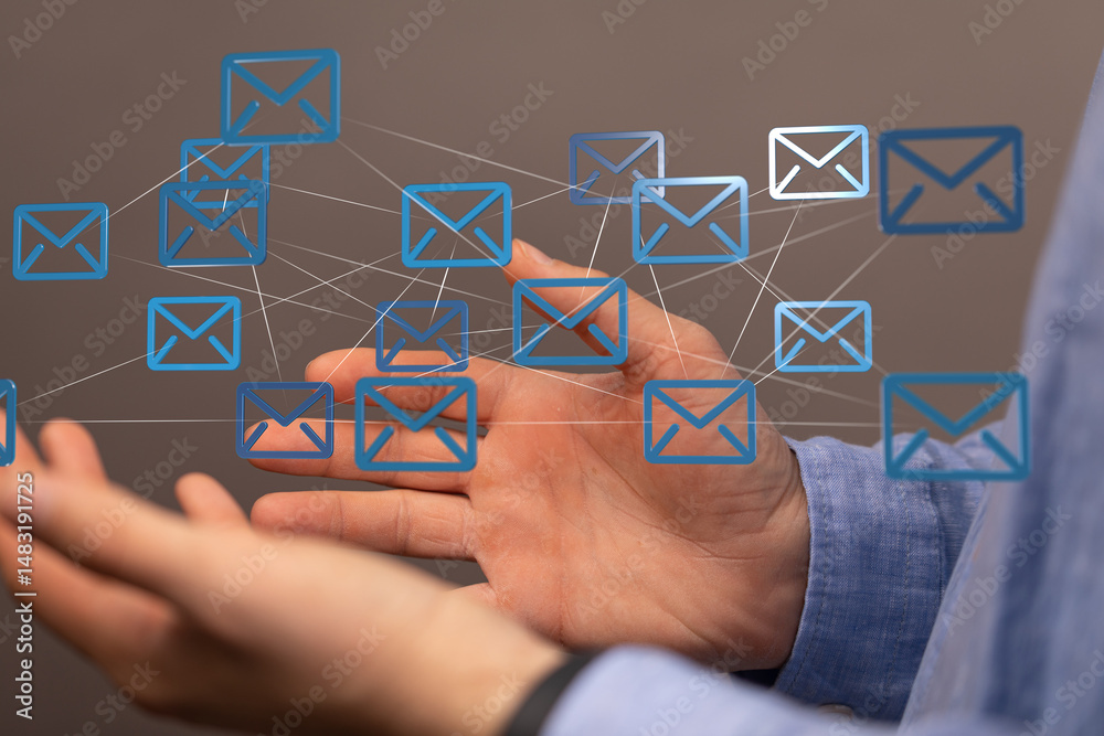 Poster Image depicts a network of emails, symbolizing global communication and interconnectedness.