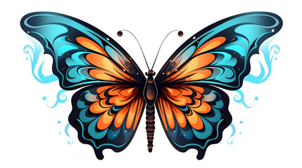 Detailed Butterfly Tattoo Cartoon Vector Illustration for Creative Designs