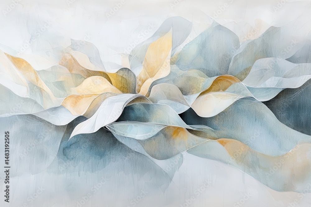 Poster soft curves and waves in gentle pastel tones for tranquil spaces