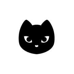 Black kitten kitty face head icon. Cute cartoon funny character. Vector illustration 