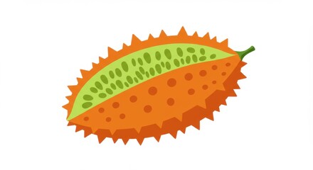 Vibrant Kiwano Melon Isolated on White Background