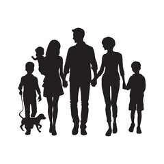 Family silhouettes parents with their little baby Families with little child
