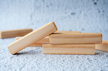 Close up of wooden blocks with customizable space for text or ideas.