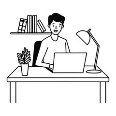 a-happy-young-man-working-on-a-laptop-sitting-in-f.eps