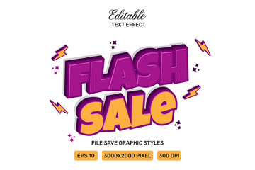 Editable flash sale text effects 3d template style premium vector.
