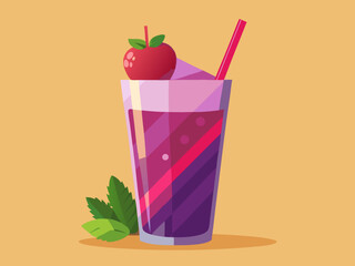 Refreshing Purple Apple Drink with Mint Garnish in Glass