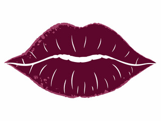 Dark Burgundy Lips Kiss Print Graphic Design Element