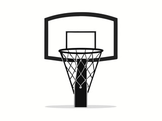 Simple Black and White Illustration of a Basketball Hoop