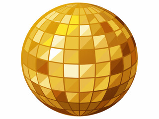 Golden Disco Ball Isolated on White Background for Party Designs
