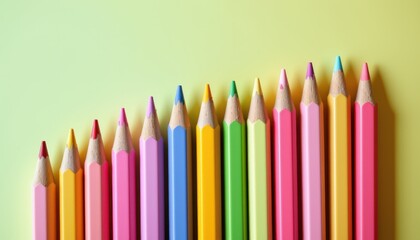 a collection of pencils with different colored leads displayed in rows against a white background