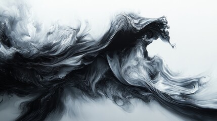 Fototapeta premium Abstract ink fluid forms a dramatic wave pattern.
