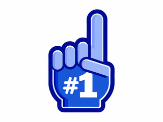 Cartoon Number One Foam Finger Illustration for Winning Team