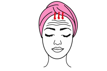 Vector illustration highlighting forehead wrinkles on a woman's face. Clean and minimal design, ideal for cosmetic, dermatology, or anti-aging content