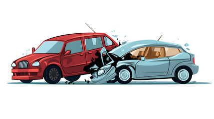 Fototapeta premium Cartoon Vector Illustration of a Car Accident Incident, Isolated on White Background