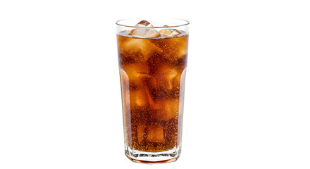 Glass of Cola Isolated on White Background, Refreshing Glass of Cola, Cold Fizzy Cola Glass for Advertising and Marketing Projects