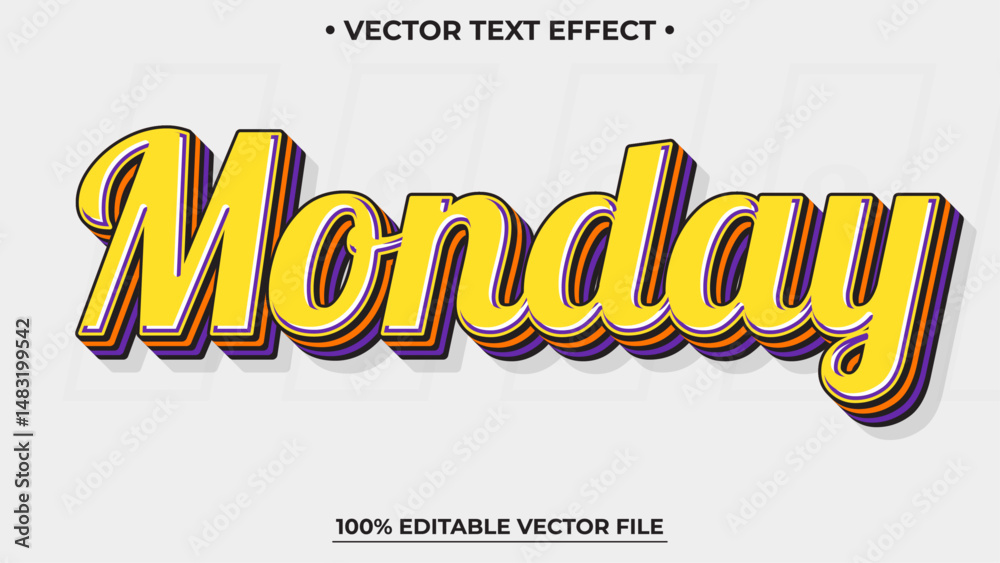 Poster editable text effect monday with outline text style theme.