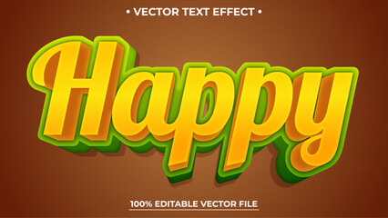 Editable text effect Happy 3d Cartoon Realistic template style premium vector