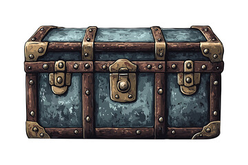 Hand-drawn iron box isolated on transparent background
