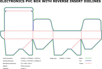 Detailed vector illustration of an electronics pvc box design die lines for packaging
