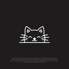 Minimalist Graphic of a Stylized Cat Face on Dark Backdrop, Showcasing Cute Simplicity and Clean Design for Various Creative and Illustrative Purposes Including Children