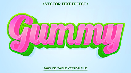 Editable text effect Gummy 3d Cartoon Realistic template style premium vector