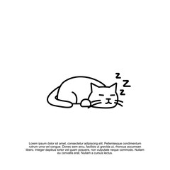 Lazy Cat Nap: A Minimalist Line Art Illustration of a Sleeping Feline, Capturing Peaceful Rest and Tranquility in Simple Black and White with Sleep Bubbles Above
