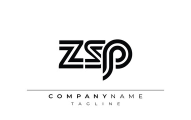 ZSP Creative Unique Modern Letter Logo Design. Stylized logo featuring a unique letter design, presenting abstract minimalist aesthetics and modern appeal.