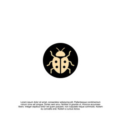 Iconographic Ladybug Emblem in Circular Frame showcasing Minimalist Design and Flat Vector Illustration, ideal for branding and digital application with simplified shapes and textures