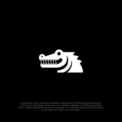 Striking Monochrome Alligator Emblem: A Minimalist Silhouette Design Exuding Primal Energy and Modern Aesthetic with Bold Geometry and High-Contrast Simplicity