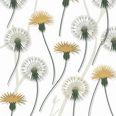 Obraz premium Modern artistic rendering of dandelions in bloom with geometric symmetry