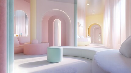 Aesthetic treatment room with soft pastel design