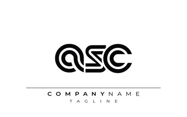 ASC Creative Unique Modern Letter Logo Design. Stylized logo featuring a unique letter design, presenting abstract minimalist aesthetics and modern appeal.