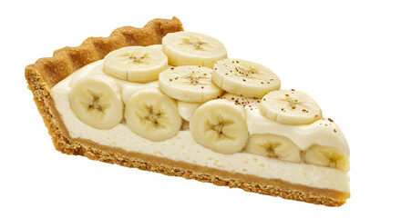 Banana cream pie slice Isolated on White Background, Homemade Banana Cream Pie isolated on white background, Delicious Banana Pie Slice PNG image