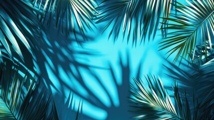 Tropical foliage casts dramatic shadows on a vibrant backdrop