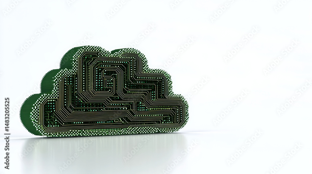 Aufkleber cloud circuit technology digital green electronic futuristic innovation data concept isolated backgr