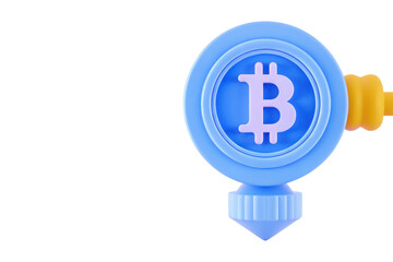 Obraz premium A stylized blue and yellow Bitcoin symbol in a circular, futuristic design.
