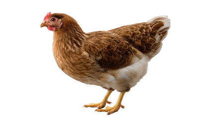 Fototapeta premium Chicken Portrait: A detailed and vibrant portrait of a single, healthy chicken, with its textured plumage, red comb, and bright eyes, perfectly capturing the essence of rural farm life.