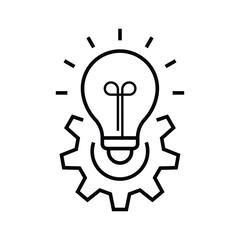 Gear and bulb line icon. Work idea concept symbol vector. 