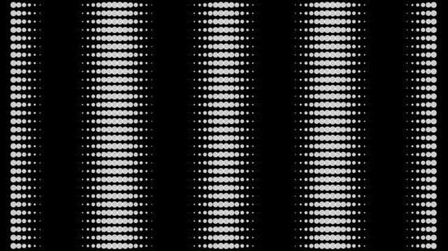 Bilateral Symmetrical Halftone Dot Animation of Shimmering White Dots  With Flowing Wave Motion and Sparkling Zentangle-inspired Patterns | Hypnotic Geometric Black and White Symmetrical Lines 