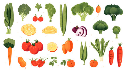 Colorful Cartoon Flat Illustration of Various Health and Wellness Products for Conceptual and Educational Use