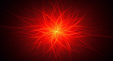 Fototapeta premium Abstract Red and Orange Energy Burst Fiery Floral Fractal Design Glowing Light Rays Background