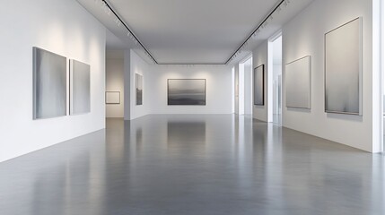 Serene Minimalist Gallery: Abstract Paintings in a Modern Space