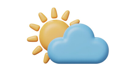 Isolated Weather Icon Sun and Cloud Soft Colors