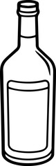 Wine bottle outline vector illustration line art