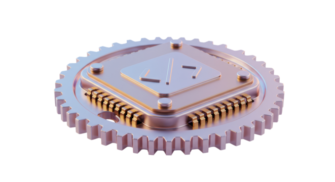 Isolated Gear with Microchip and Code Symbol for Technology